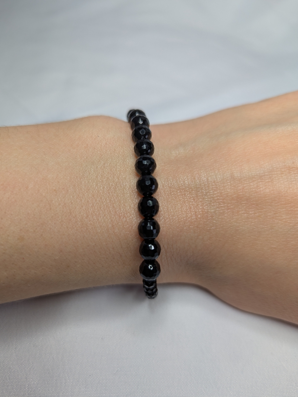 Black Onyx Faceted Graduated Bead Bracelet
